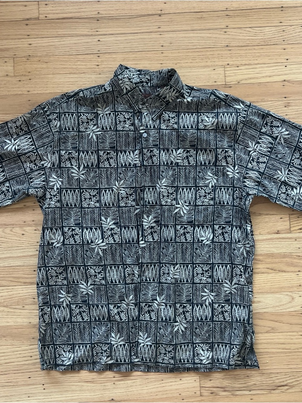 Tori Richard Palm Tree Leaves Brown Hawaiian Shirt Men’s XL